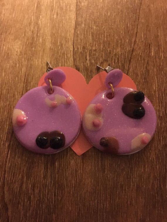 Purple 3D Boob Drop Earrings With Hypoallergenic Studs. Gift for Friends,  Rude Jewellery Fans, Hen Parties and Birthdays -  Sweden