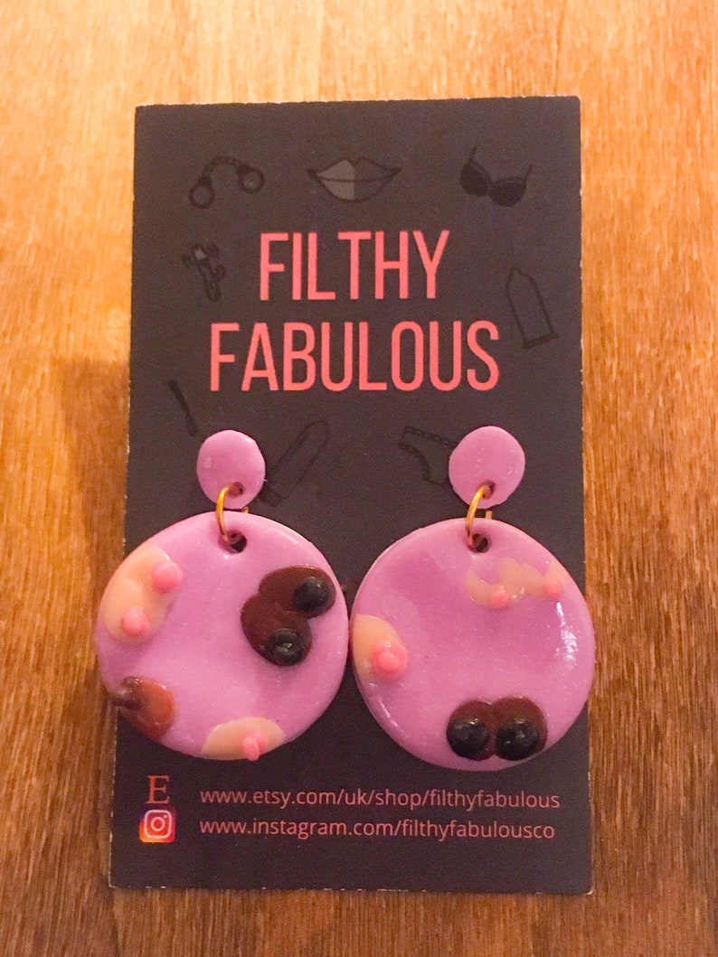 Purple 3D Boob Drop Earrings With Hypoallergenic Studs. Gift - Etsy