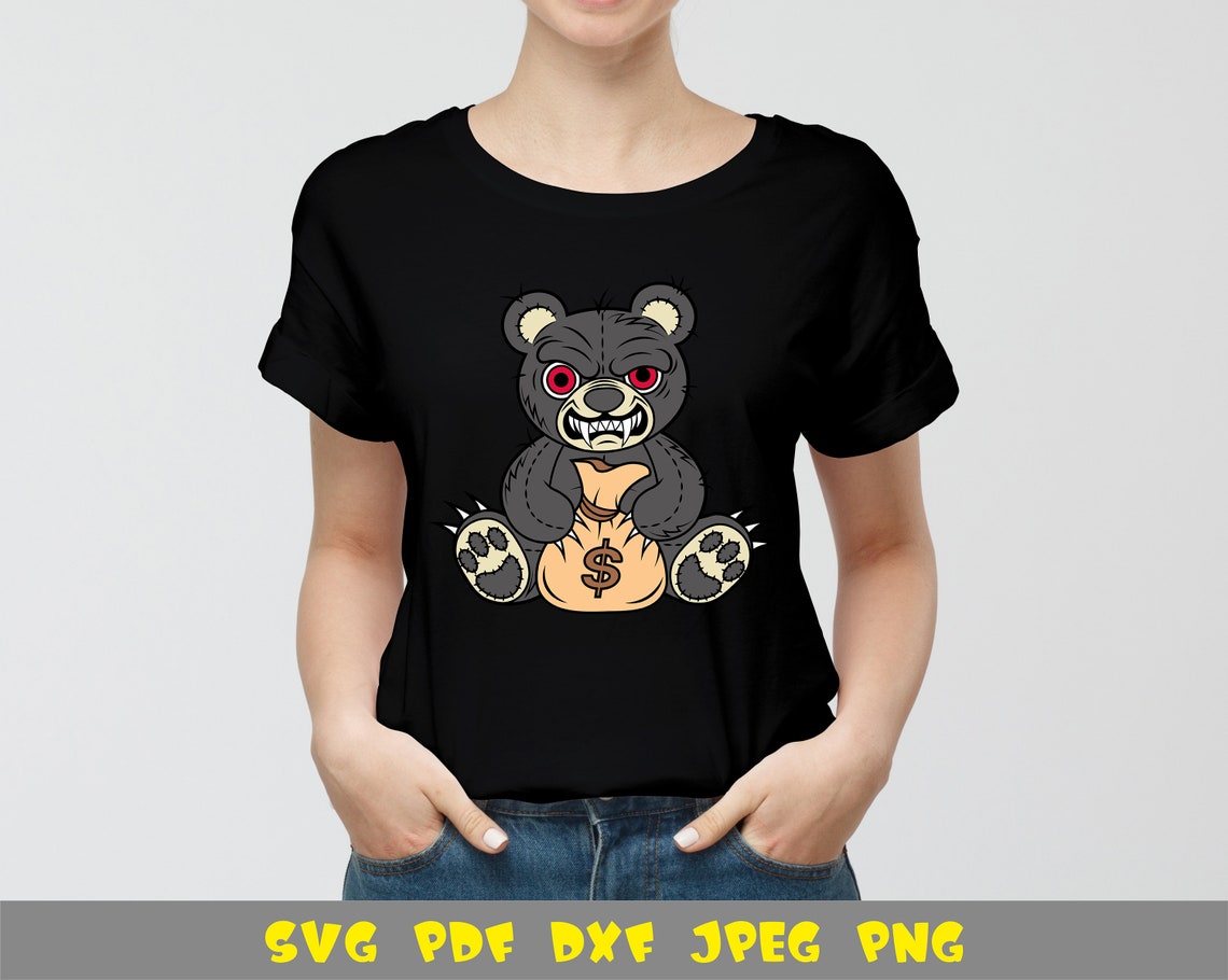 Rich teddy bear bag of money svg png dxf jpg pdf files | Etsy