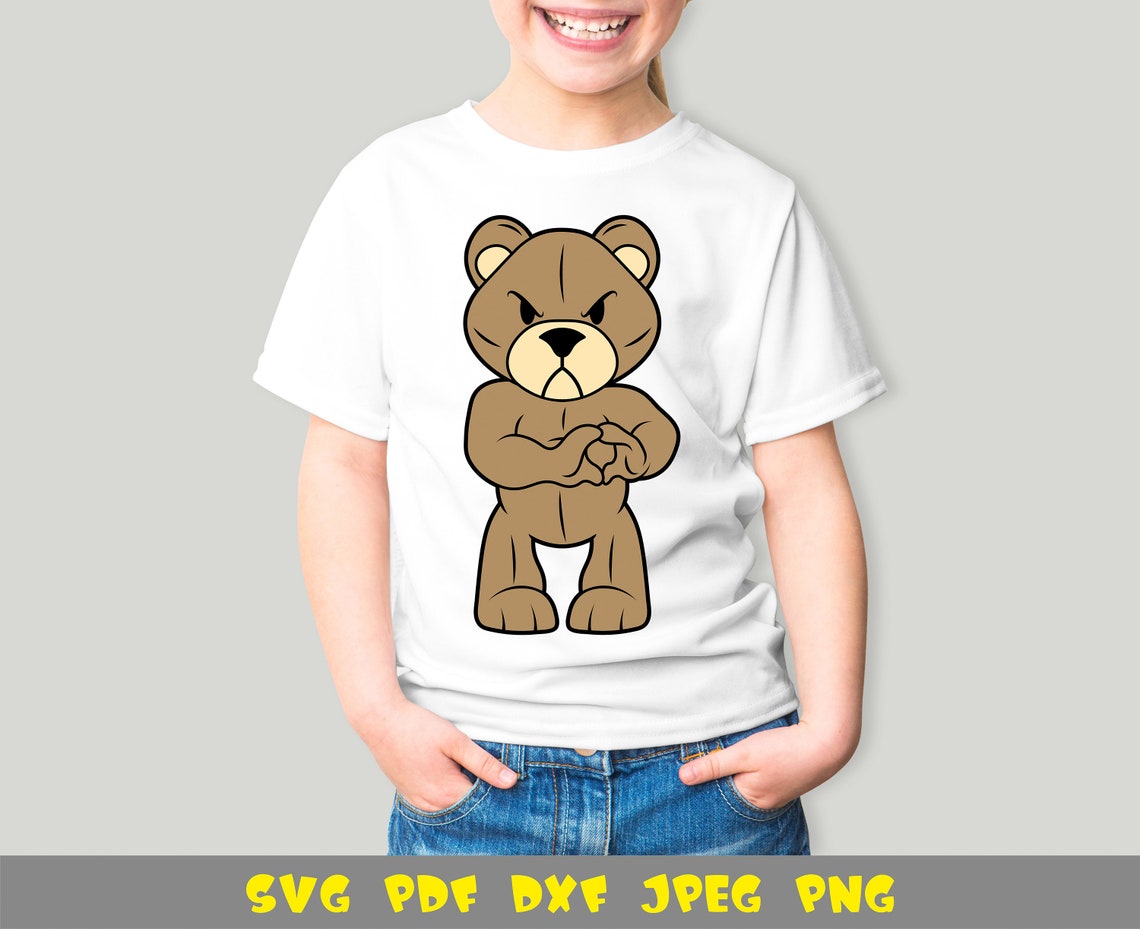 Teddy bear with heart shaped hands love bear svg png dxf | Etsy