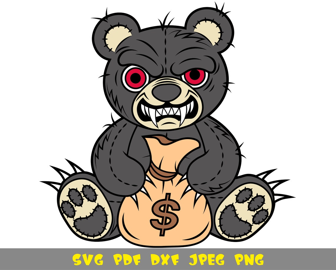 Rich teddy bear bag of money svg png dxf jpg pdf files | Etsy