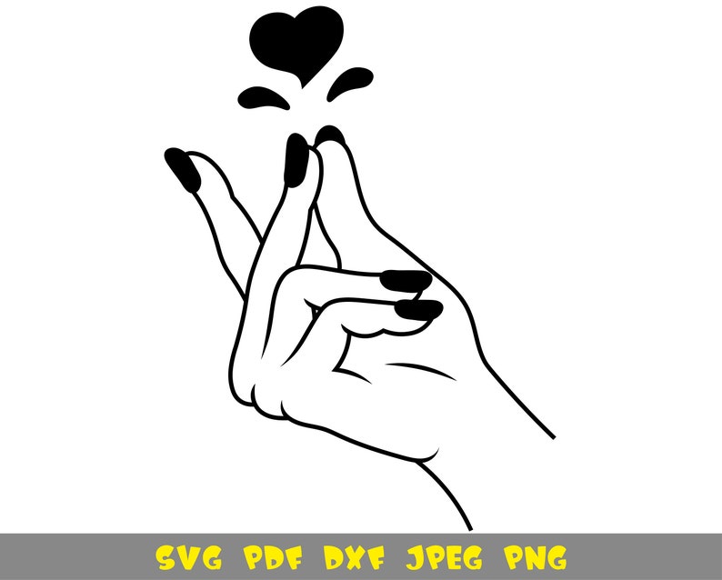 Snap fingers with love hands with black nails and heart Etsy