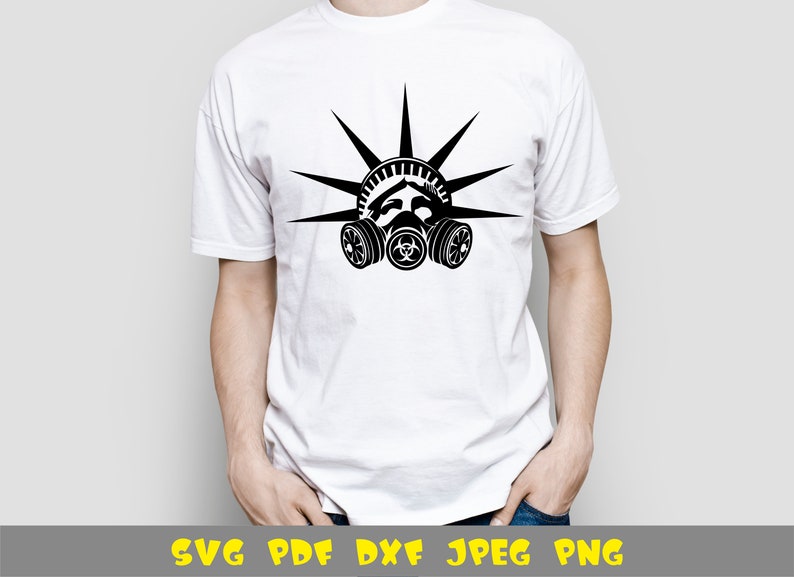 Download Statue of Liberty in a gas mask svg file for sublimation | Etsy