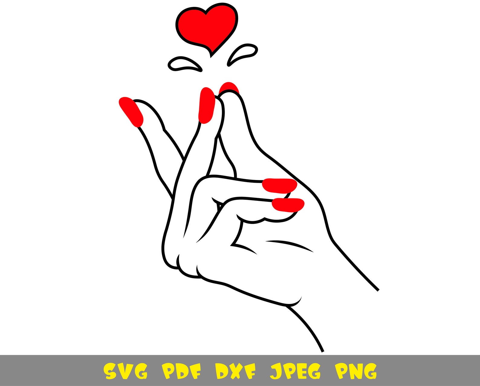 Snap fingers hands with red nails and heart women's hand Etsy