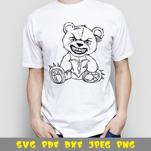 Evil bear with broken heart svg png dxf jpg pdf files for | Etsy
