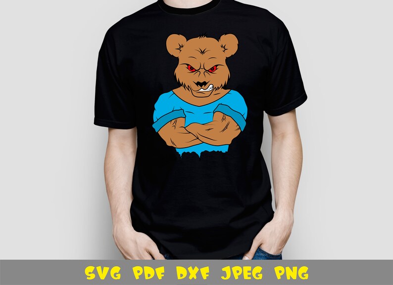 Brown bear in t-shirt svg file for your design | Etsy