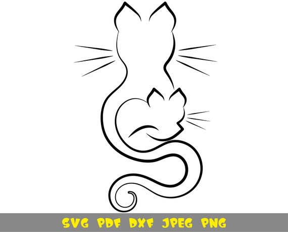 Cat and kitten silhouette svg file for t-shirt design | Etsy