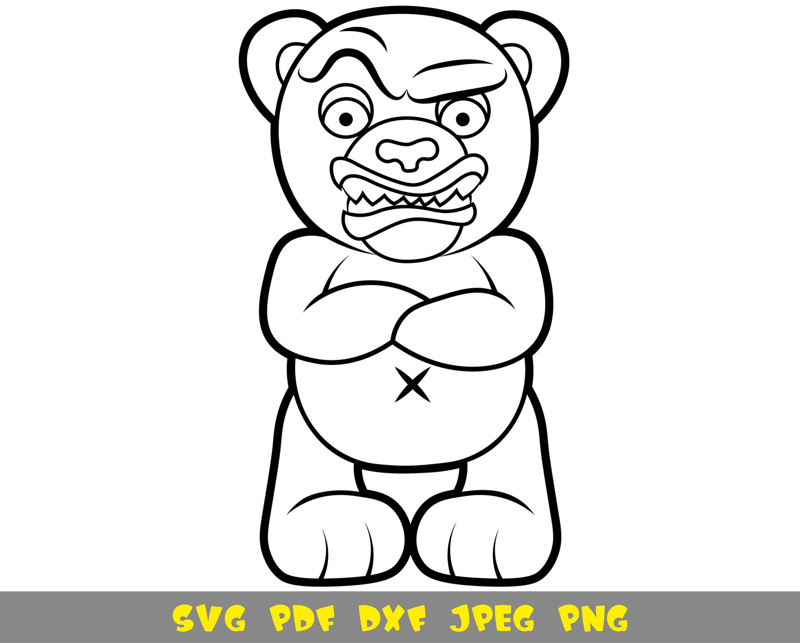 Strict teddy bear with crossed arms on his chest angry bear Etsy