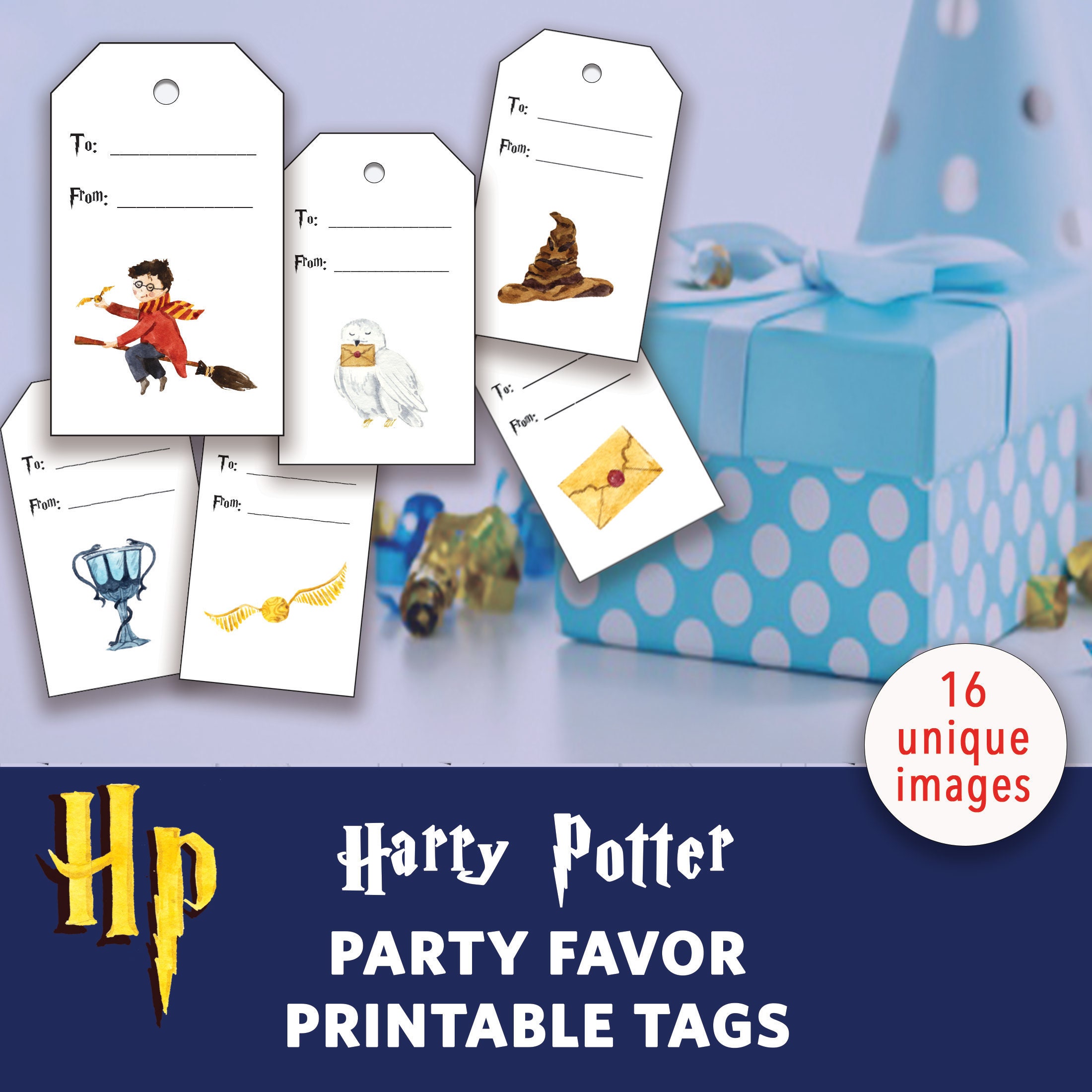 Harry Potter Party Favor Gift Tags 16 Etsy