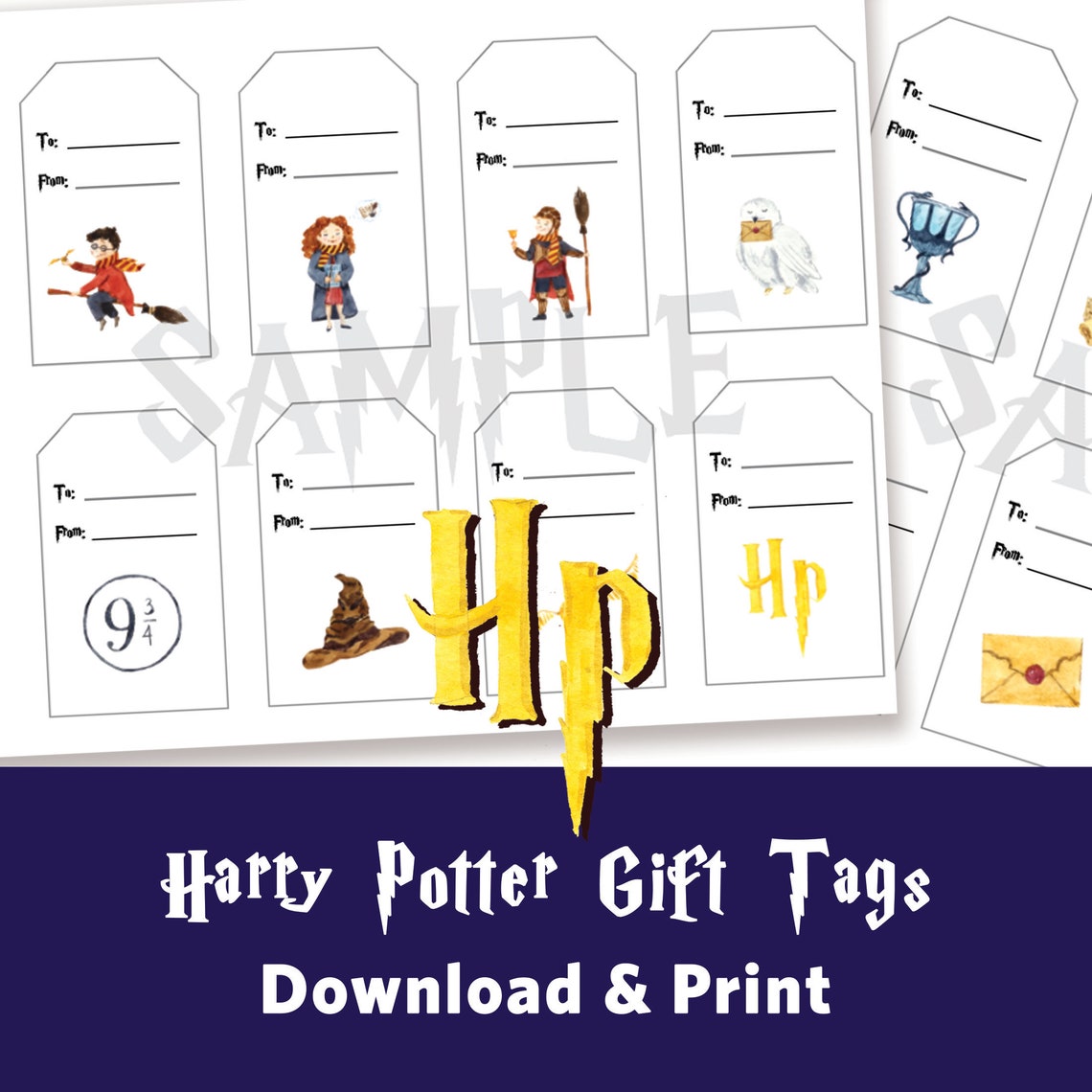 Harry Potter Party Favor Gift Tags 16 Etsy