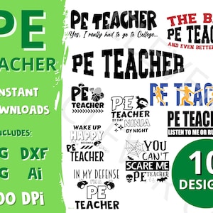 PE Teacher Appreciation Svg - Phys Ed Teacher Svg Png Dxf Bundle - Gym Teacher Digital Download - Vector Images For Cricut