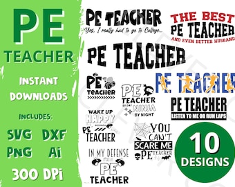 PE Teacher Appreciation Svg - Phys Ed Teacher Svg Png Dxf Bundle - Gym Teacher Digital Télécharger - Images vectorielles pour Cricut