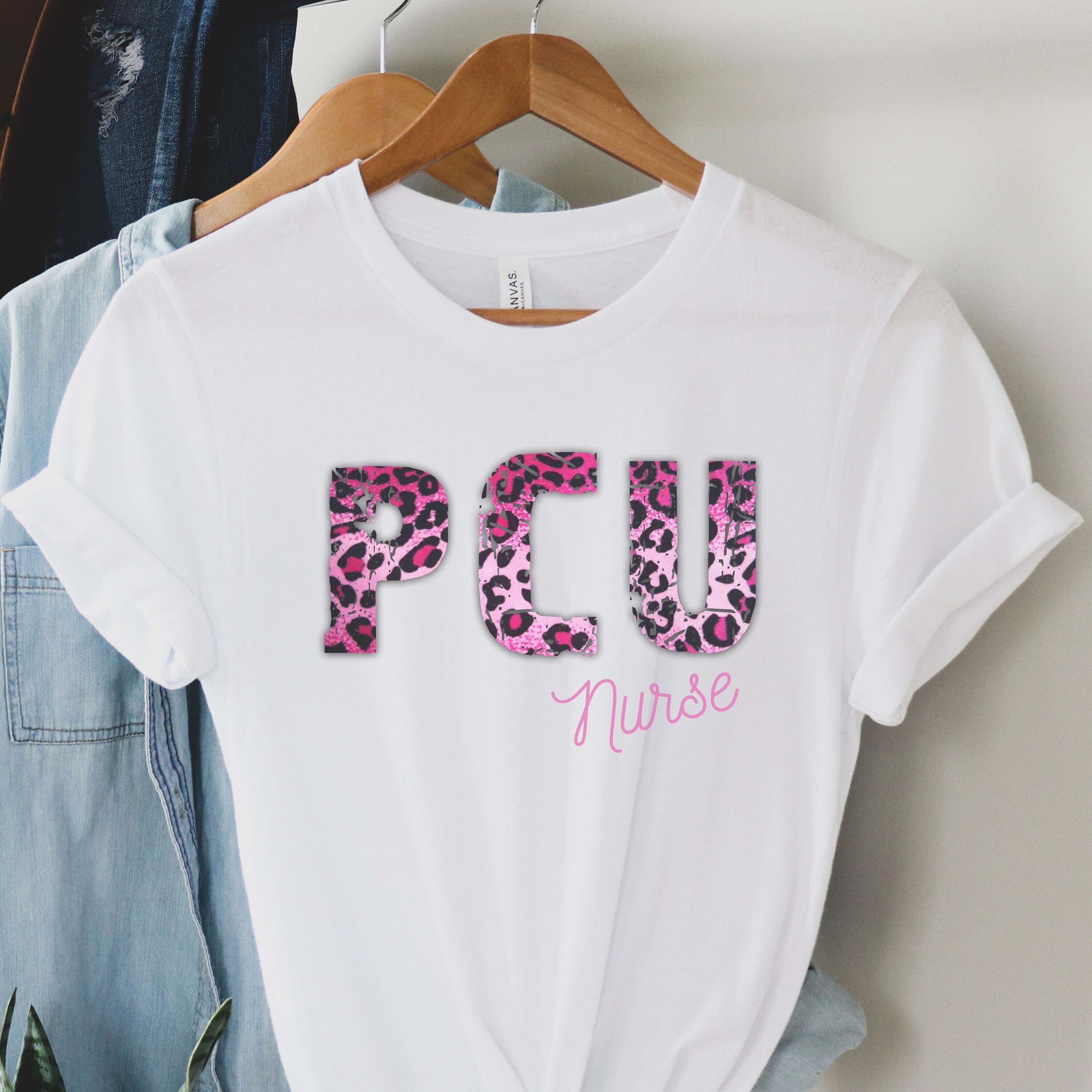 Pink Leopard Print PCU Nurse Shirt 