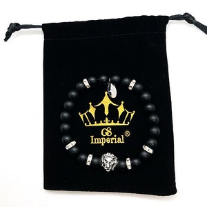 GS Imperial® | Men's Bracelet | Men's Natural Stone Bracelet | Lion Men's Bracelet | Silver Men's Bracelet | Agaat Beads Bracelet | Lion