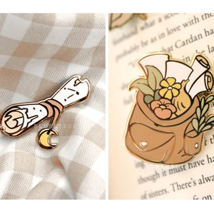Adventurer Pins - Magic School Cottage D&D DND Backpack Scroll Gold Pins