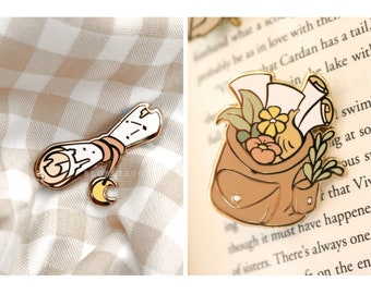Adventurer Pins - Magic School Cottage D&D DND Backpack Scroll Gold Pins