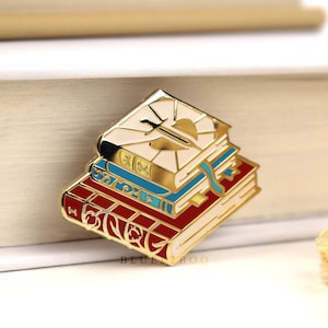 Library Gold Pin Fantasy Pins - Gold Hard Enamel Lapel Pin Gaming Bookish Dnd Book ...