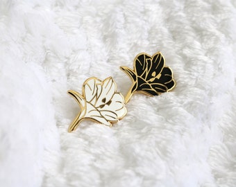 Lily Enamel Pins - Flower Black White Gold Lillies Nature Dark Art Badge Small Board Filler Mini Pins