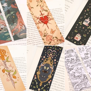 Marcador de página de fantasia - Lindo livro de arte para leitura, presente para leitor, fofo, vintage, flor, coração, pastel
