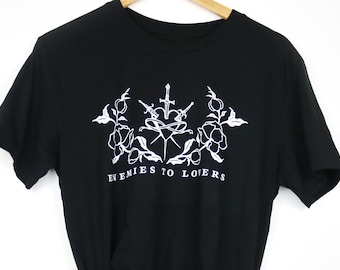 Enemies to Lovers T-Shirt Black  -  Organic Cotton Romance Trope Fantasy Romantasy Bookish Reader Cotton