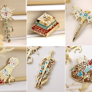 Fantasy Pins - Gold Hard Enamel Lapel Pin Gaming Bookish DnD Book Reader