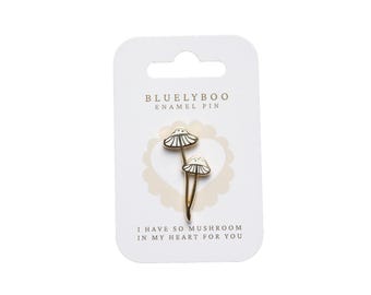 Mushrooms Enamel Pin - White Gold Nature Floral Art Badge Brooch Pins Fungi