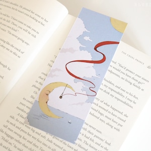 Moon Bookmark - Cute Pretty Book Mark Art Reading Gift Bookworm Pastel Artwork Celestial