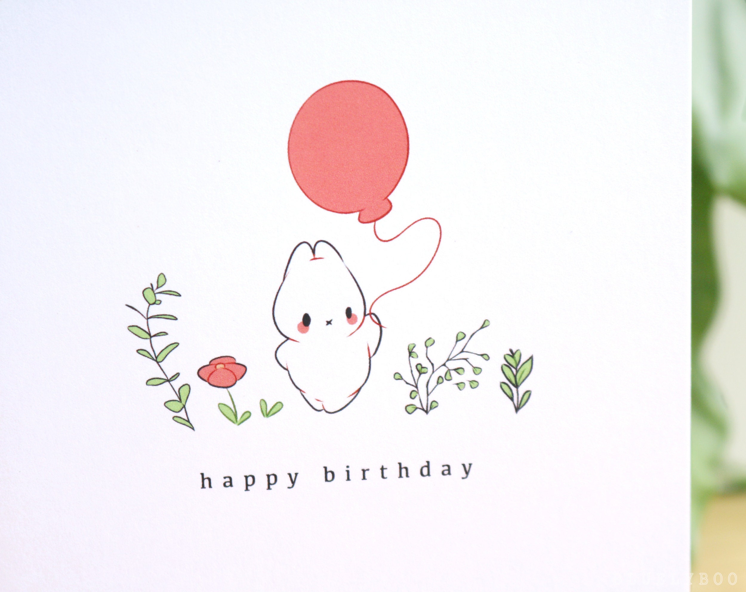 Happy Birthday Bunny With Balloon Greetings Card A6 Cute - Etsy