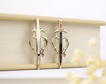 In the Heart Pin - Bookish Gold Enamel Lapel Pins Fantasy Book