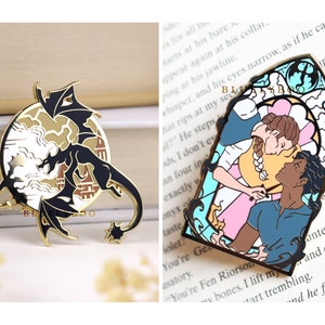 Fourth Wing Pins - Officially Licensed Dragon Bookish Gold Enamel Lapel Pins Fantasy Book Tairn Andarna Violet Xaden