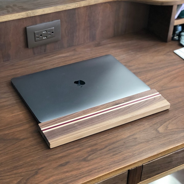 Ergonomic Keyboard Rest Wrist Palm Pad for Laptops & Mechanical Keyboards - Walnut, Maple, exotic Purpleheart Wood - Handmade in Canada