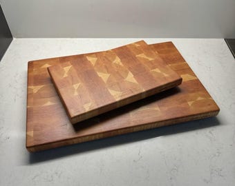 Thick End Grain Cutting Board, Butcher Block, Chopping Board - Premium Cherry - Handmade Canada - Juice Groove - FREE Board Conditioner