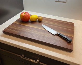 Edge Grain Solid Wood Cutting Board, Chopping Serving Cheese Board - Handmade Canada Walnut Maple Cherry, Opt Engraving, FREE Conditioner