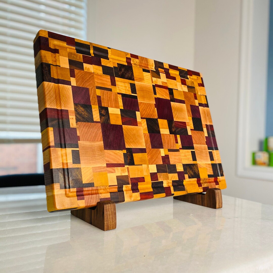Octony End Grain Cutting Board, Octonary Chaos Pattern Thick Butcher Block - 8 ...