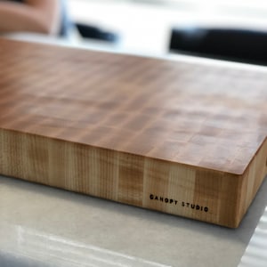 End Grain Cutting Chopping Board, Thick Butcher Block - Premium Local Maple - Handmade Canada - Opt Juice Groove, Handles - FREE Conditioner image 7