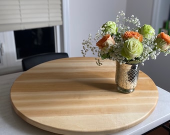 Large Hardwood Edge Grain Lazy Susan Turntable - Walnut Maple Cherry Mahogany - Ball Bearings - Handmade in Canada