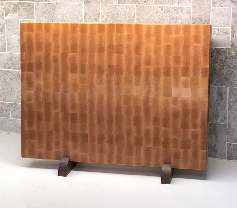 End Grain Cutting Chopping Board, Thick Butcher Block - Premium Local Maple - Handmade Canada - Opt Juice Groove, Handles - FREE Conditioner image 2