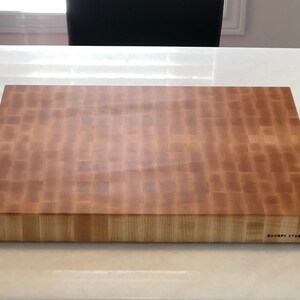 End Grain Cutting Chopping Board, Thick Butcher Block - Premium Local Maple - Handmade Canada - Opt Juice Groove, Handles - FREE Conditioner image 6