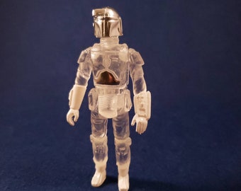 Figura de acción coleccionable de Fett, el Cazador del Tiempo de los Mandonautas, hecha a mano y transparente.