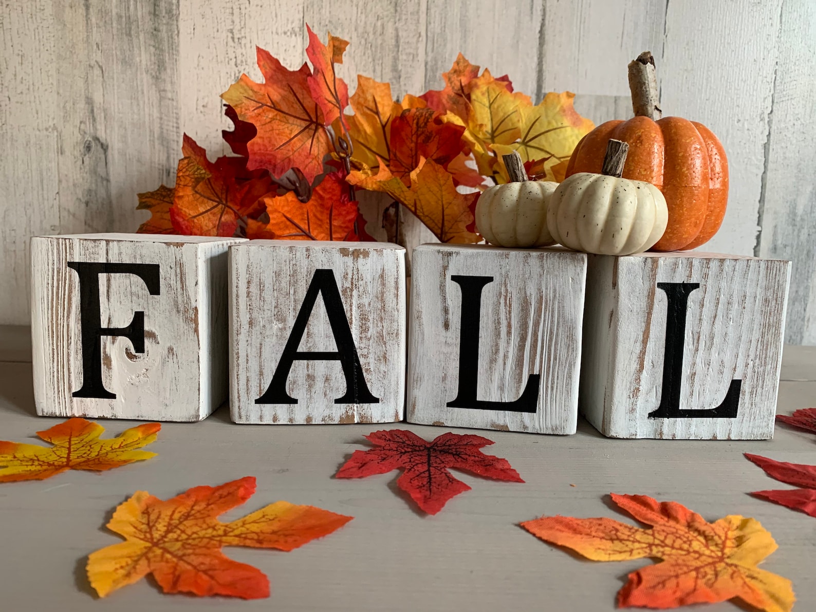 Rustic Fall Block Set Autumn Block Decor Thanksgiving Etsy