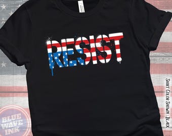 Resist American Flag T-Shirt – Protest Art Tee, Political Activism Shirt, Patriotic Resistance