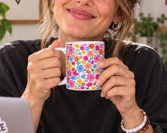 Subtle FDT Mug Anti Trump Floral Mug Hidden Message Coffee Cup Political Satire Gag Gift Secret Progressive Leftist Message Drinkware