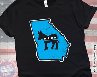 Georgia Democrat Donkey | Midterm Election Vote Blue 2022 Shirt | Vote Raphael Warnock for Senate | December 6th Georgia Runoff | Anti MAGA