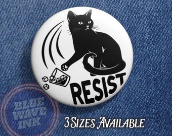 Pin de botón RESIST – Pin de protesta Cat Atni-ICE para activistas, marchas políticas, insignia de resistencia anti-Trump