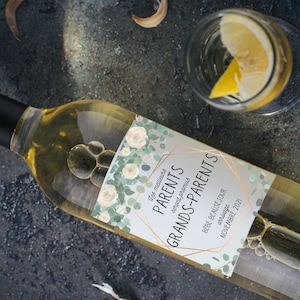 Annonce de grossesse sur vinyle pour bouteille de vin