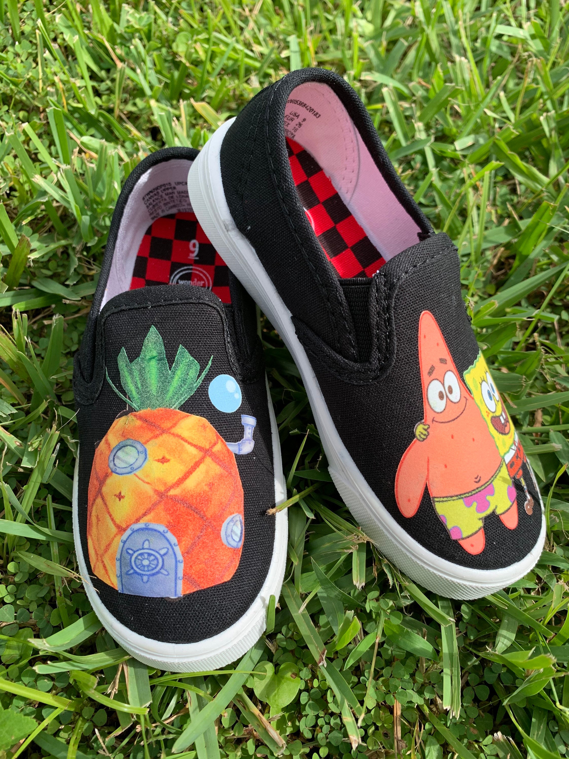 Spongebob shoes sponge bob shoes boys shoes kids shoes Etsy