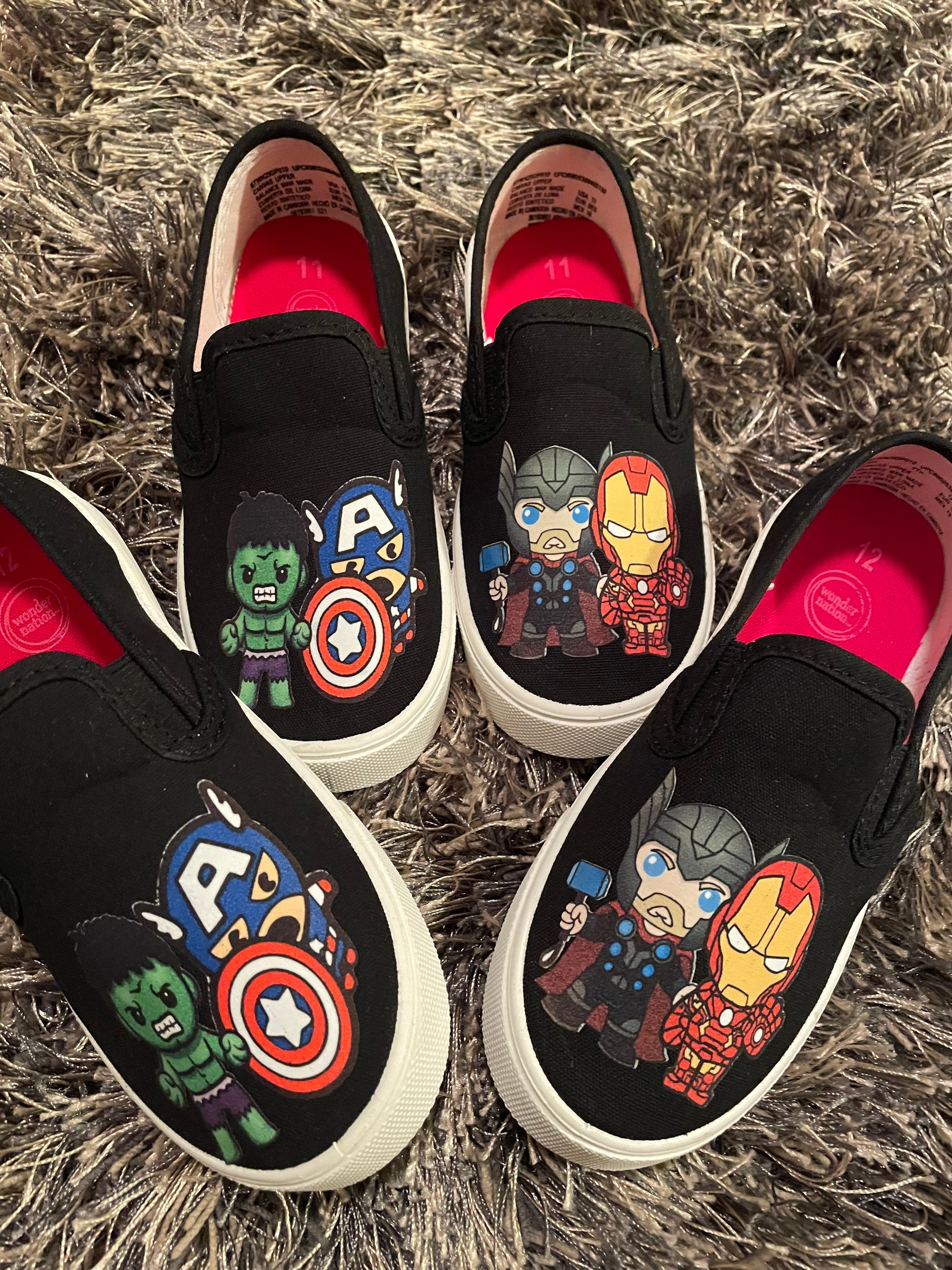 Avenger shoes, superhero shoes, kids shoes, customized shoes, persona…