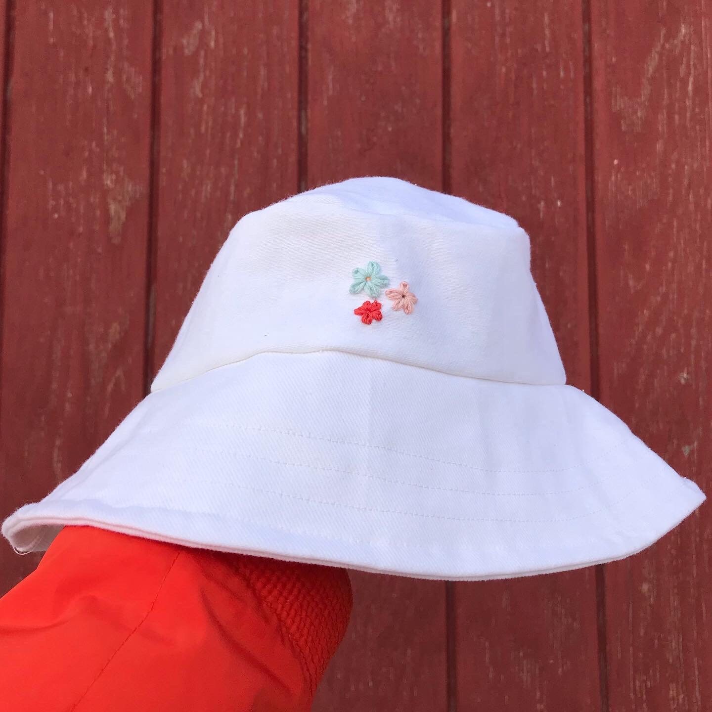 Embroidered Floral Bucket Hat Etsy
