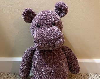 Crochet Stuffed Velvet Hippo Plushie