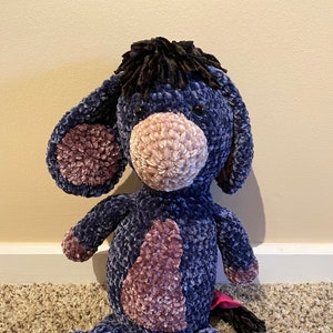 Crochet Velvet Eeyore Plushie image 1